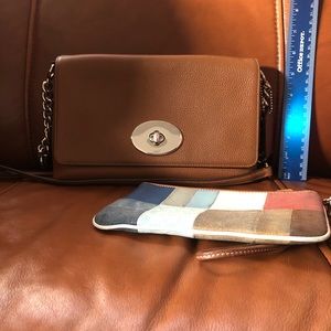 Authentic Coach Brown Side Bag & Zipper Wallet